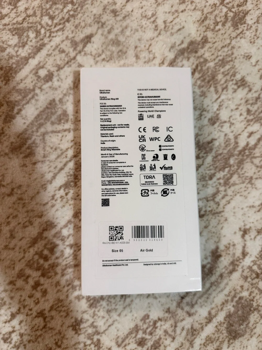 Ultrahuman Air Smart Ring- Gold size 5